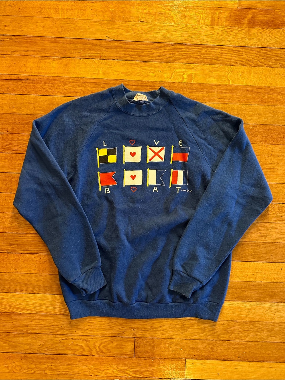 Vintage 1980s Love Boat Artistic Flags Tourist Pullover Sweatshirt Size M